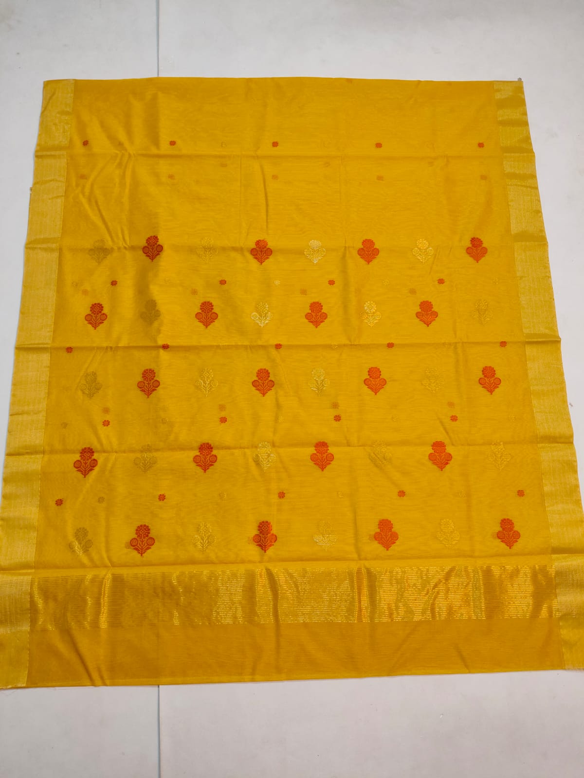 Silk y cotton 
Chanderi
 saree 

