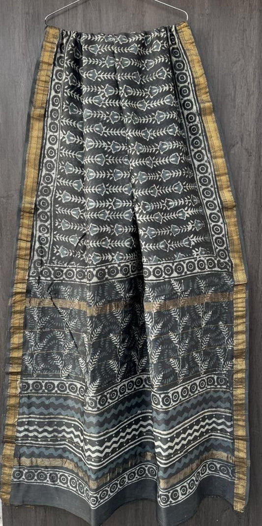 Bisht | Block printed Maheshwari Silk Saree