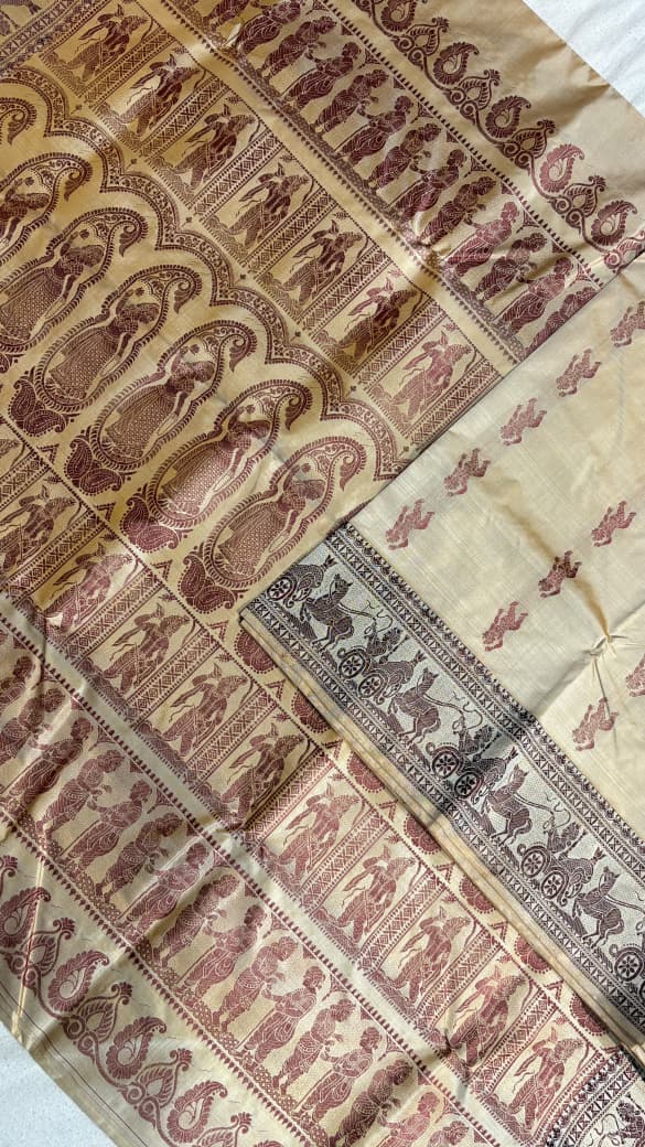 Baluchari sarees.
Material silk with bp.
With silkmark.