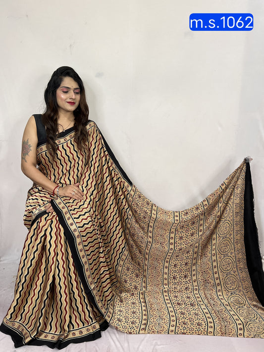 Amala | Ajrakh Prints on modal Silk