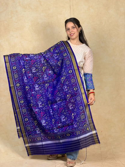 Ikshavaku | SINGLE IKAT PATOLA SILK DUPPATA