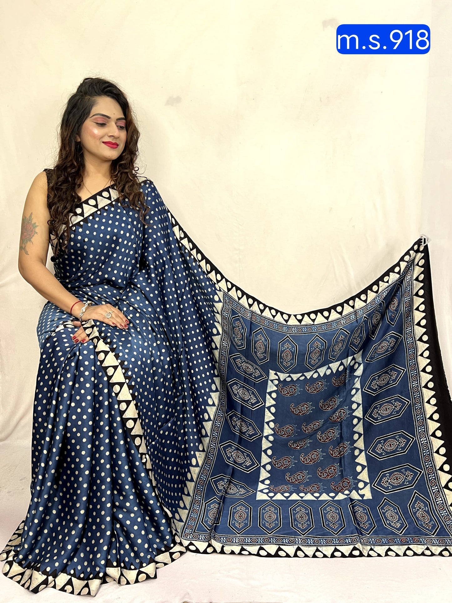 Ananya | Ajrakh Prints on modal Silk