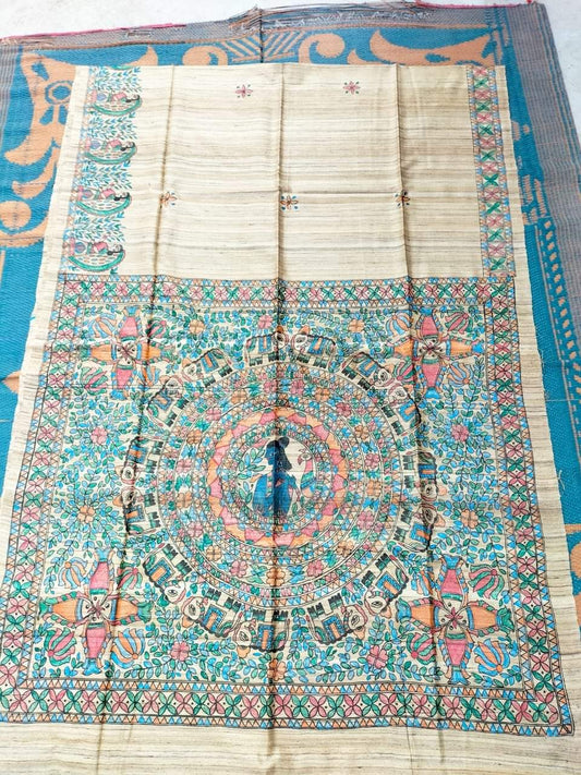Madhuriini | Tussar Saree with madhubani work