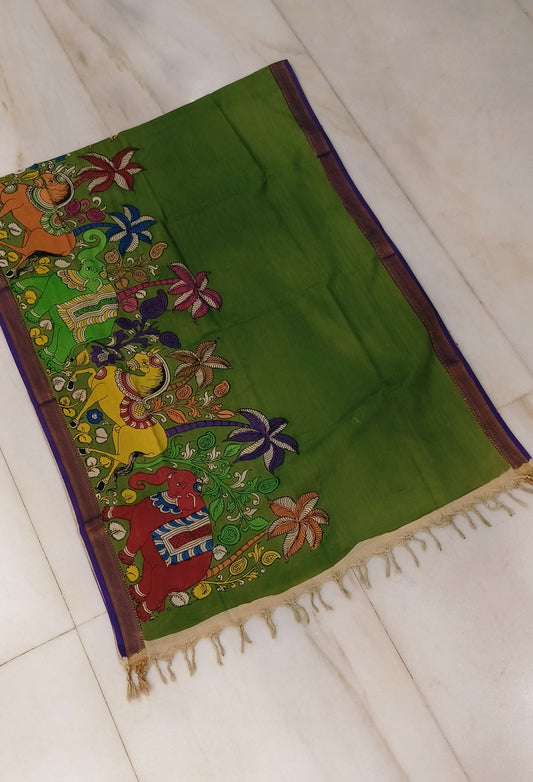 Norsi | mangalgiri cotton dupatta with kalamkari work