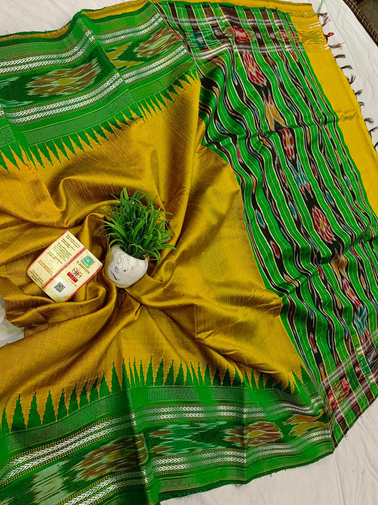 *Pure raw silk handloom Ikkat and vidarbha temple border saree with contrast blouse*
Pure raw silk saree
Silk mark certified
Handloom made
Best quality
Ready to despatch