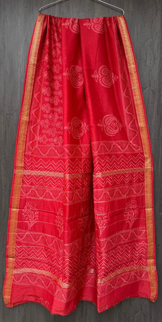 Karnik | Block printed Maheshwari Silk Saree