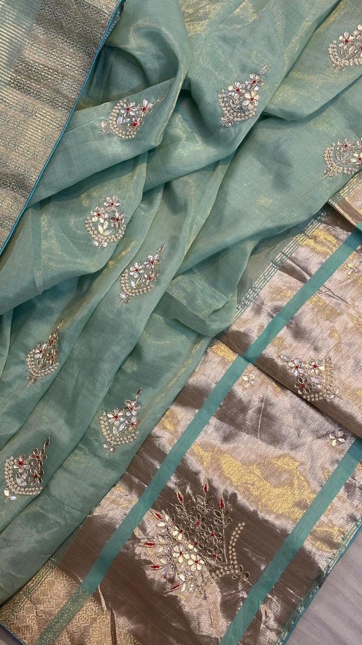 Aara | gota patti work on tissue saree