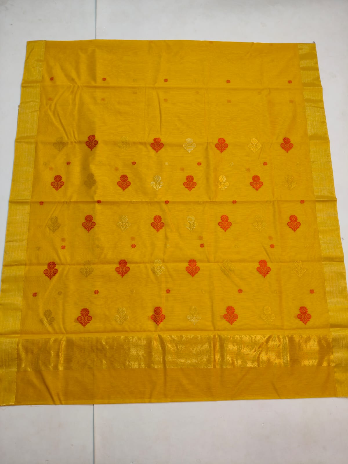 Silk y cotton 
Chanderi
 saree 
