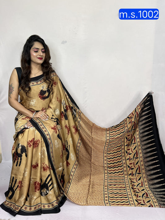 Akshara | Ajrakh Prints on modal Silk