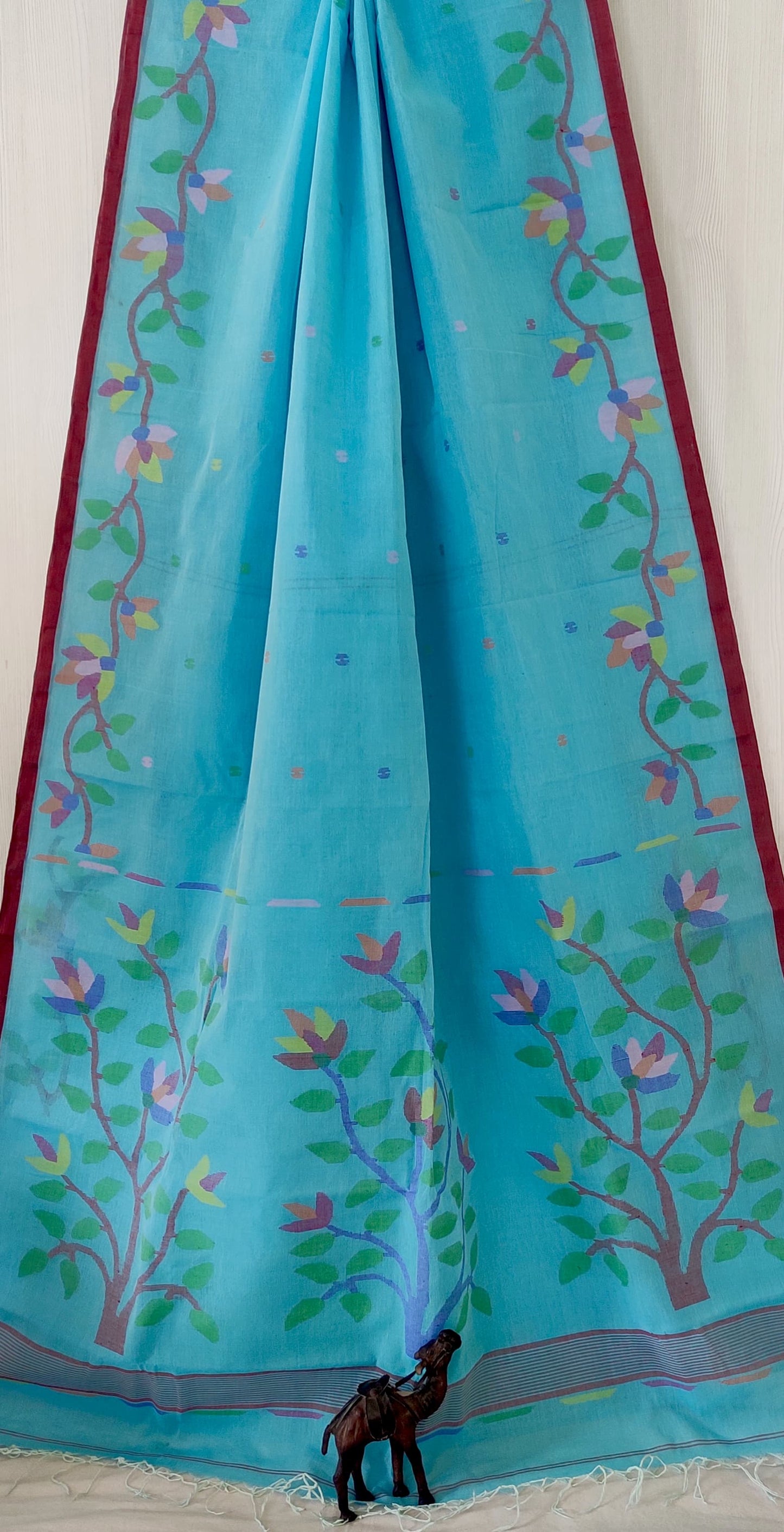 Jasmineitha | handwoven Cotton Needlework jamdani saree