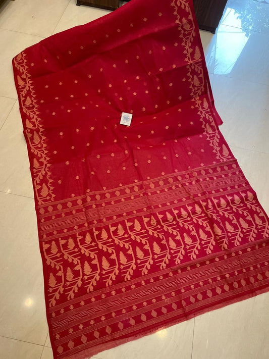 Jainika | handwoven Cotton Needlework jamdani saree