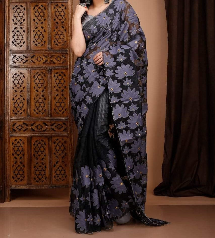 Hekrisha | Applique Cotton Silk Saree
