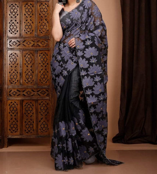 Hekrisha | Applique Cotton Silk Saree