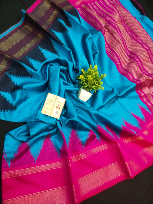 Suvrithi | Raw Silk Temple Border Saree