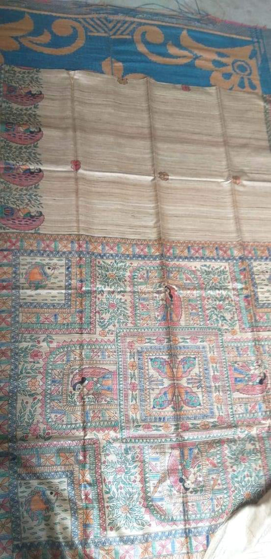 Madhuriya | Tussar Saree with madhubani work