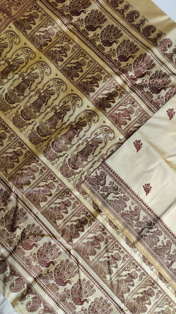 Baluchari sarees.
Material silk with bp.
With silkmark.