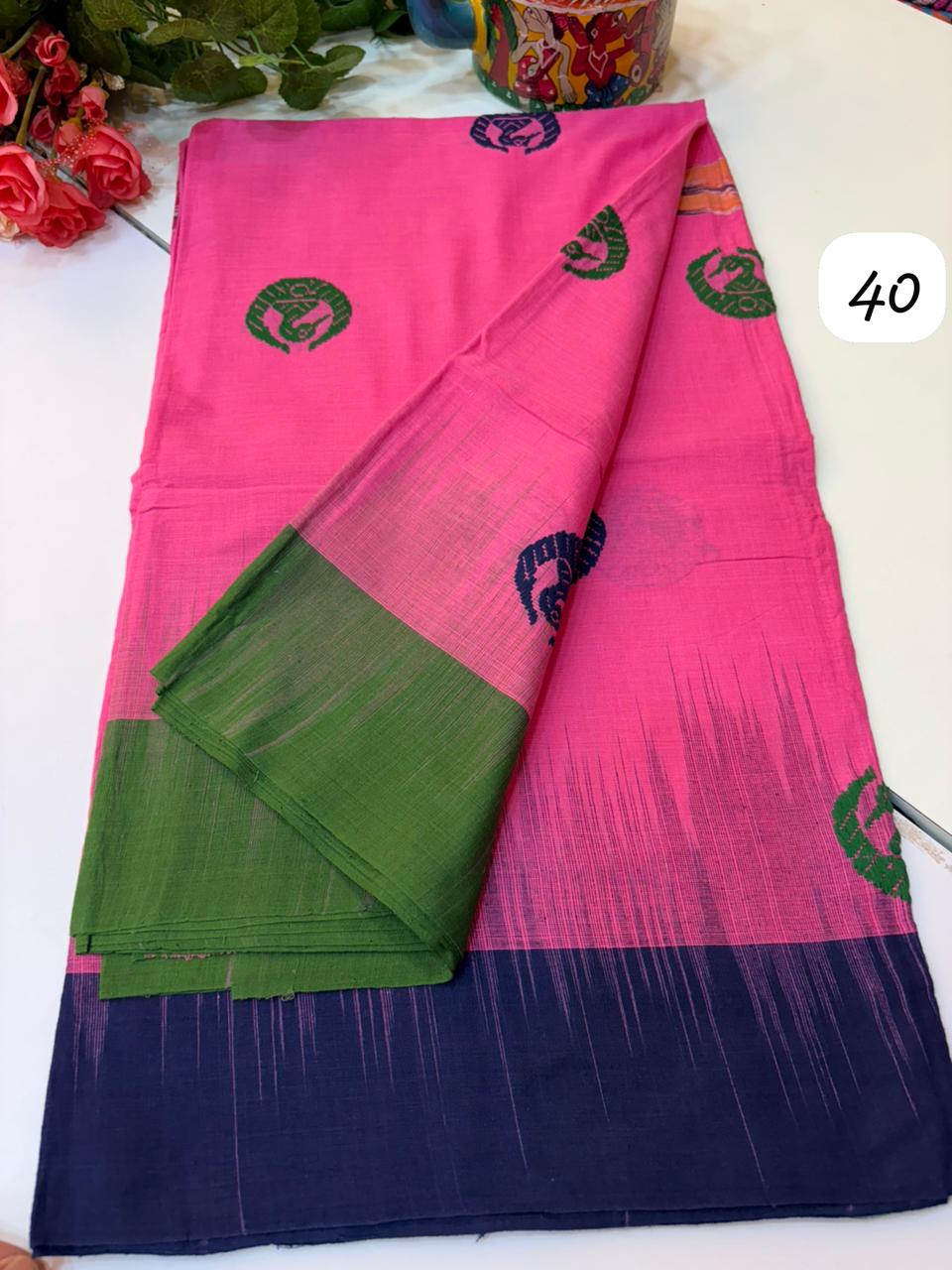 Handwoven pure Dhonekhali cotton ( 100 count cotton Dhonekhali saree)
Without BP(5.5 mtr)