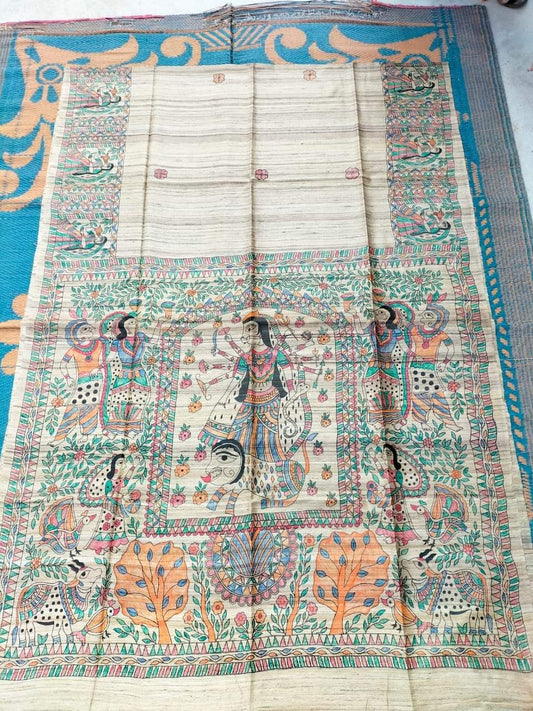 Madhula | Tussar Saree with madhubani work