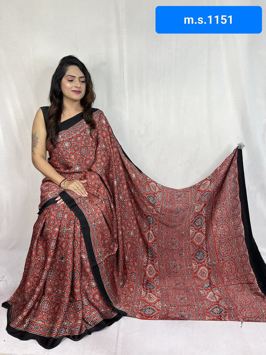 Aksha | Ajrakh Prints on modal Silk