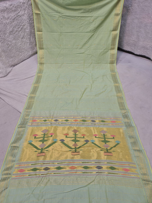 Handloom cotton paithani with narali border