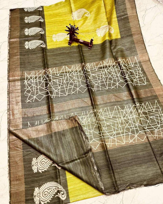 Tujvisha | Tussar Ghicha Screen Print Saree