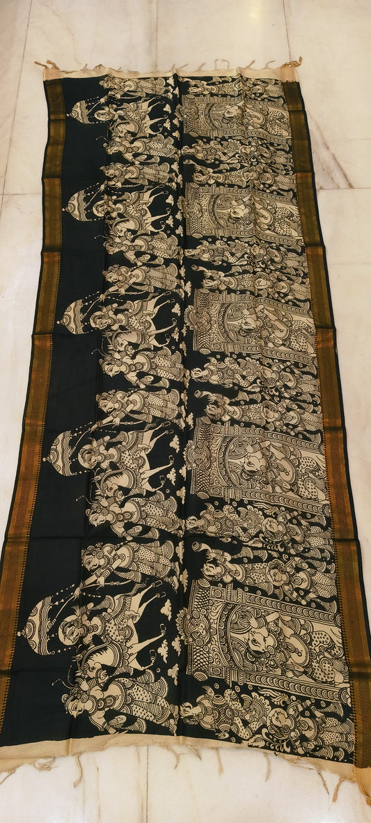 Kaloni | Kalamkari dupatta on mangalagiri silk