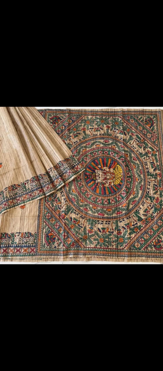 Madhavinidhi | Tussar Saree with madhubani work