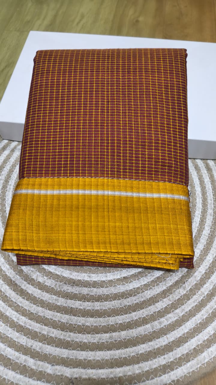 Handwoven patteda anchu saree in pure cotton