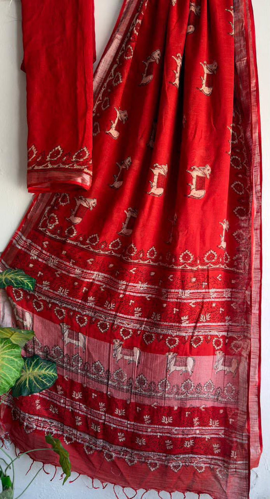 👌🏻Linen collection 👌🏻
.... *Hand* block printed linen saree with blouse.....
Size 6.5 with blouse
Natural dye n colour
 
Pure hand ( without screen print ) 