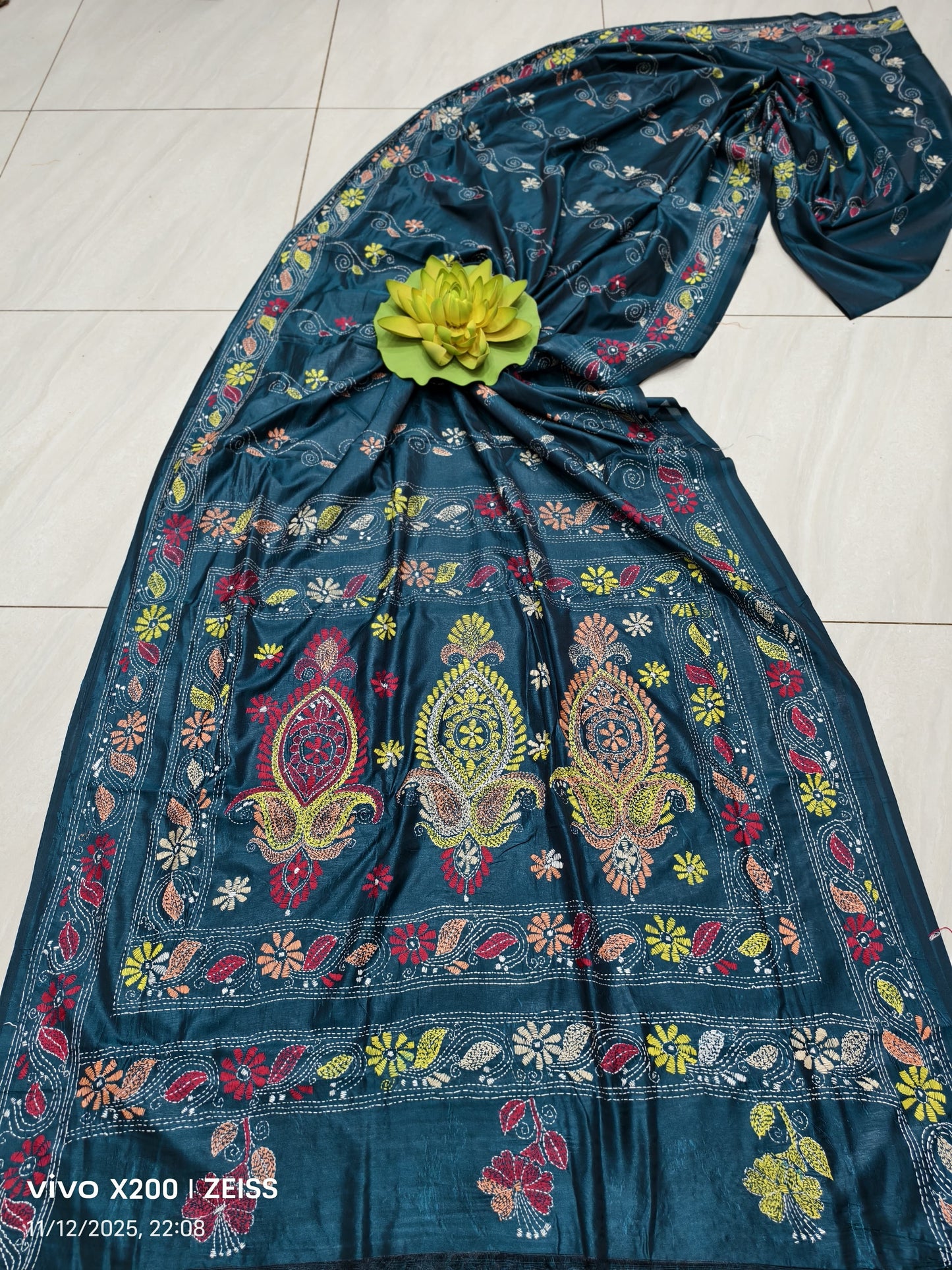 Kalyanilata |  Blended silk saree with Kantha Embroidery