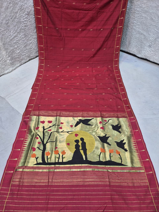 Ek muniya 
cotton handwoven
 paithanis
