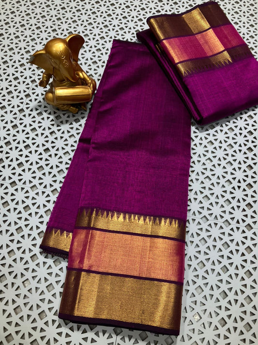 *Material*:Mangalagiri pure pattu by cotton

*Model*:250k jari border plain pure pattu sarees

Running pallu and blouse