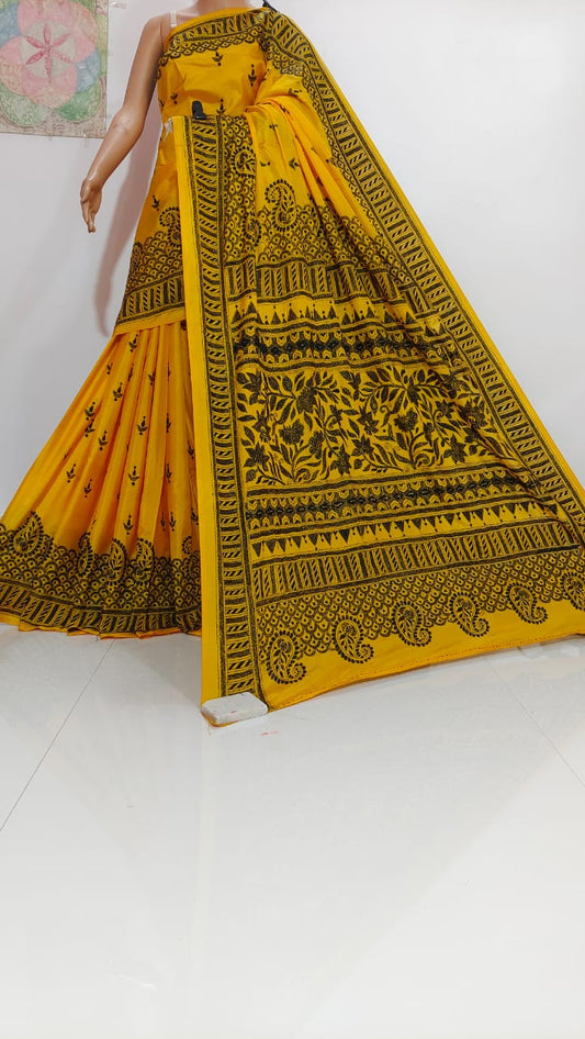 Digangana | Hand Made Kantha Embroidery on Semi Silk