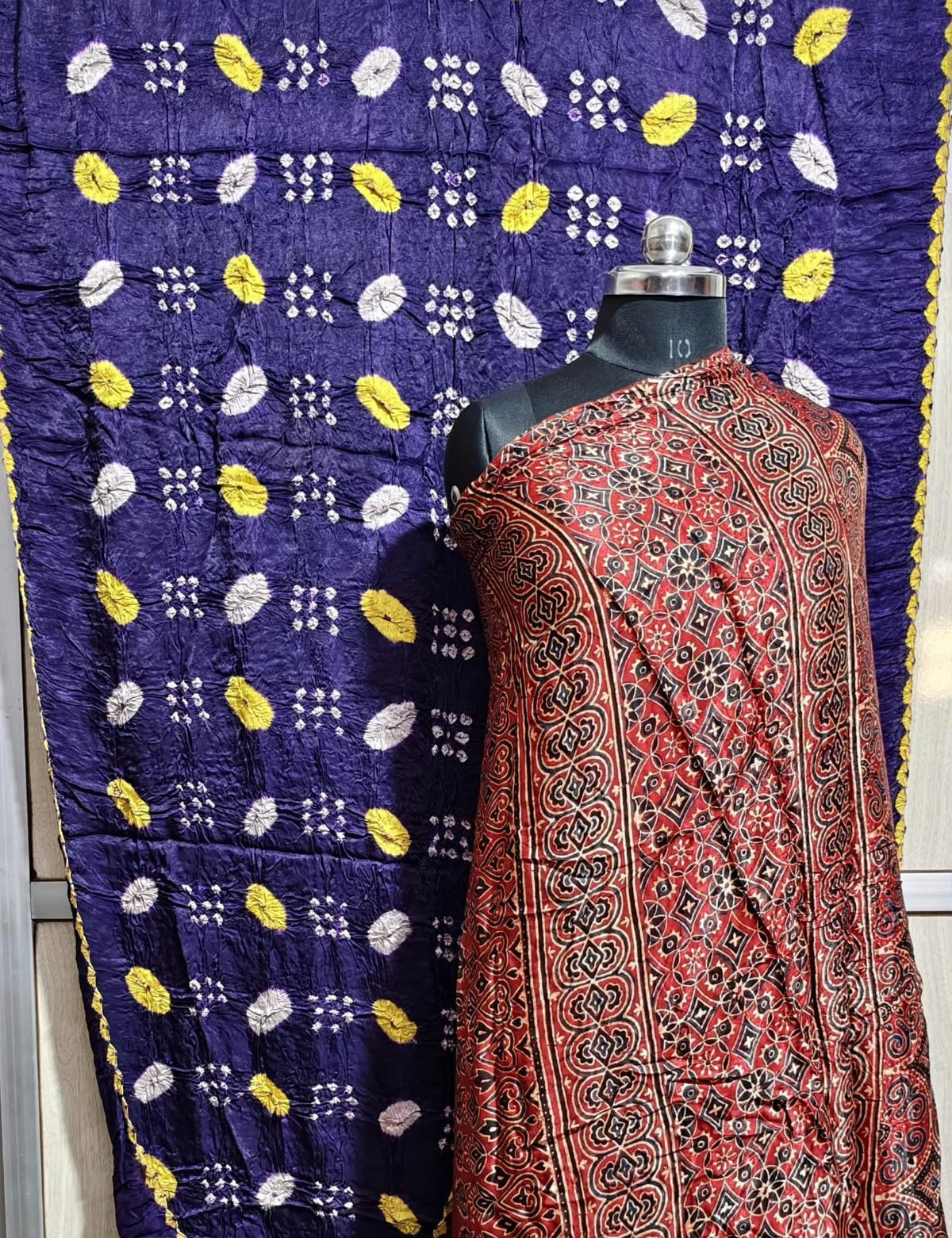 ✨ Pure Modal Silk Ajrakh Shibori saree✨*

*🌸 Premium Natural Dye Ajrakh Hand Block Print with Shibori hand bandhej saree*

*👗 Fabric Details*:

• *saree 6.50 miter . Full cut*..

*⭐ Highlights*

• 100% Premium Quality

• Natural Dye

• Authentic Ajrakh Hand Block Print

• Elegant Shibori Design

• Soft, Comfortable & Rich Finish
