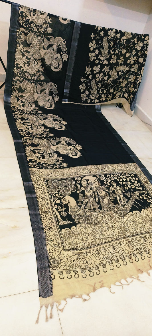 Kashvi | Black and white kalamkari Saree