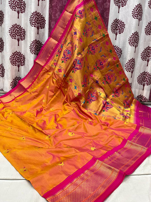 Bhasumita | Powerloom Kadiyal Paithani Silk Saree