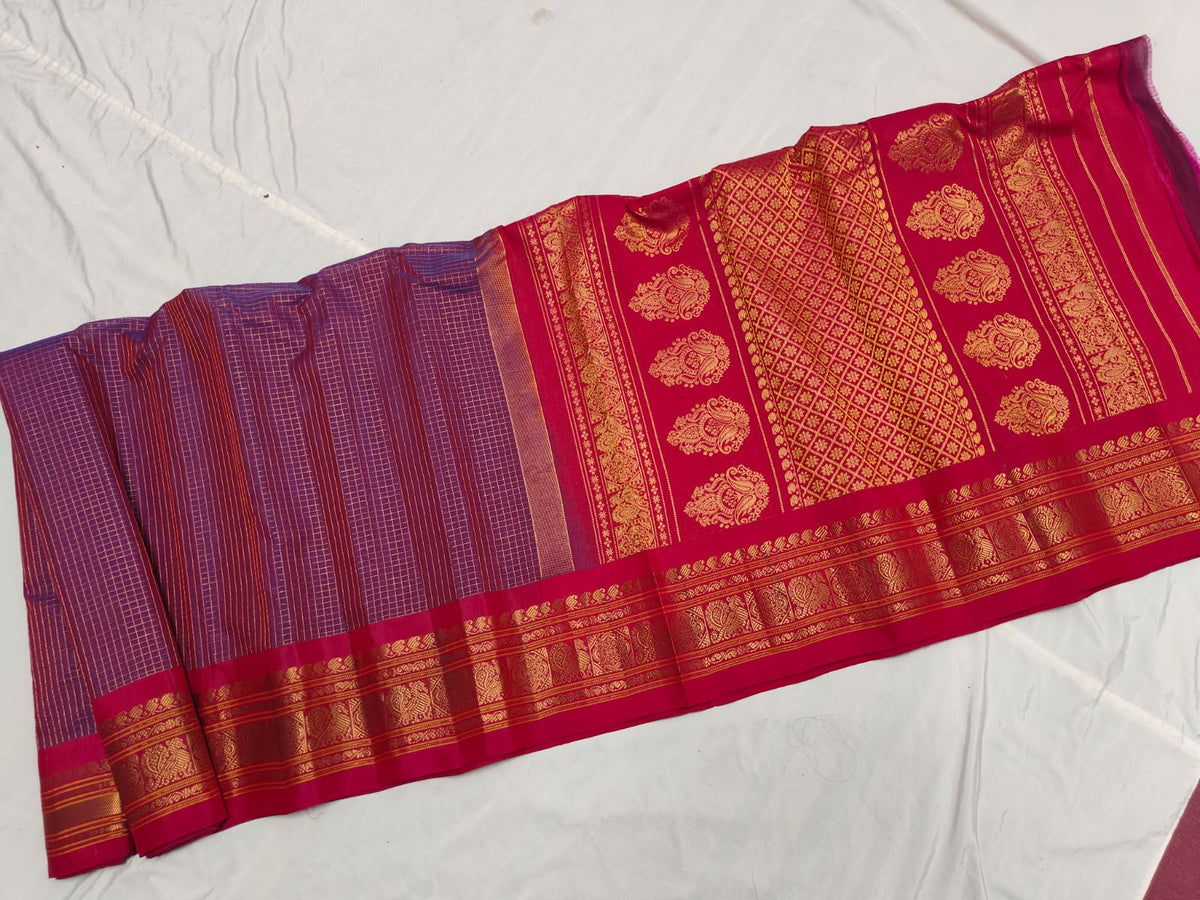GADWAL HANDLOOM SICO CHECK SAREE