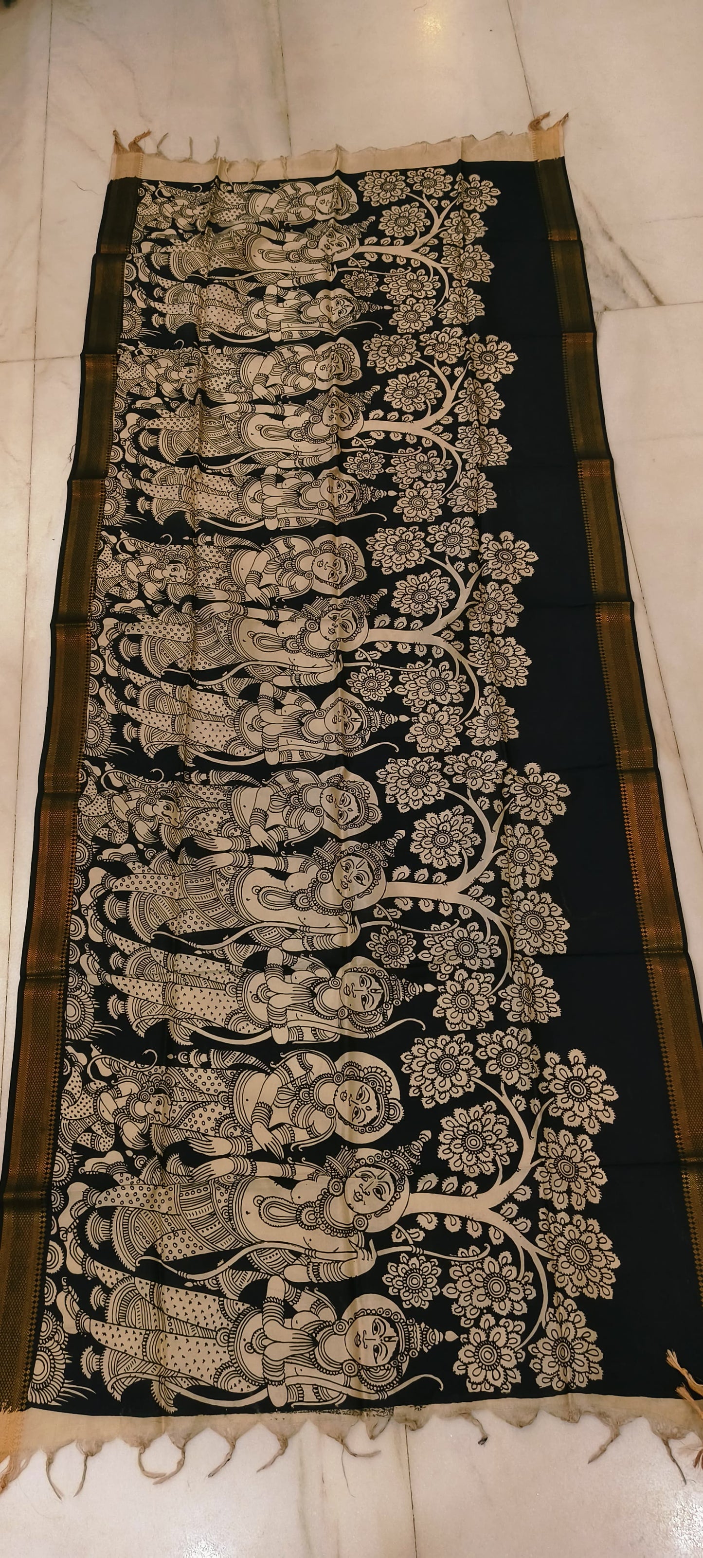 Kalini | Kalamkari dupatta on mangalagiri silk
