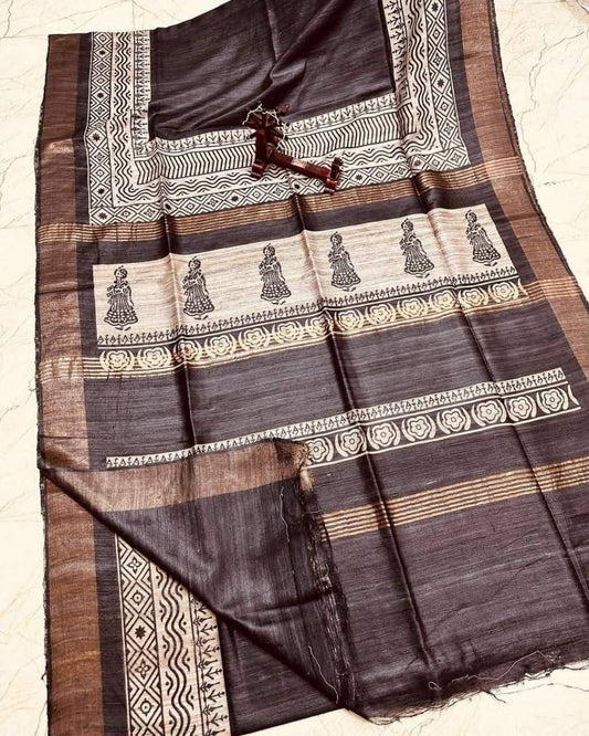 Tumyara | Tussar Ghicha Screen Print Saree