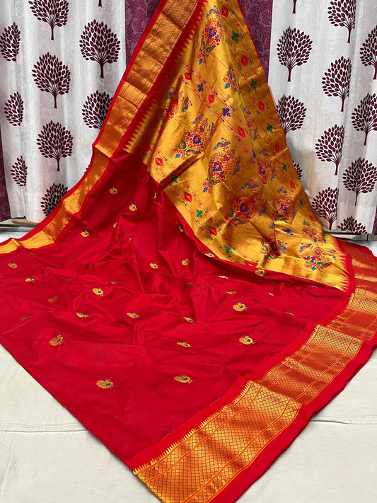 Bhasati | Powerloom Kadiyal Paithani Silk Saree