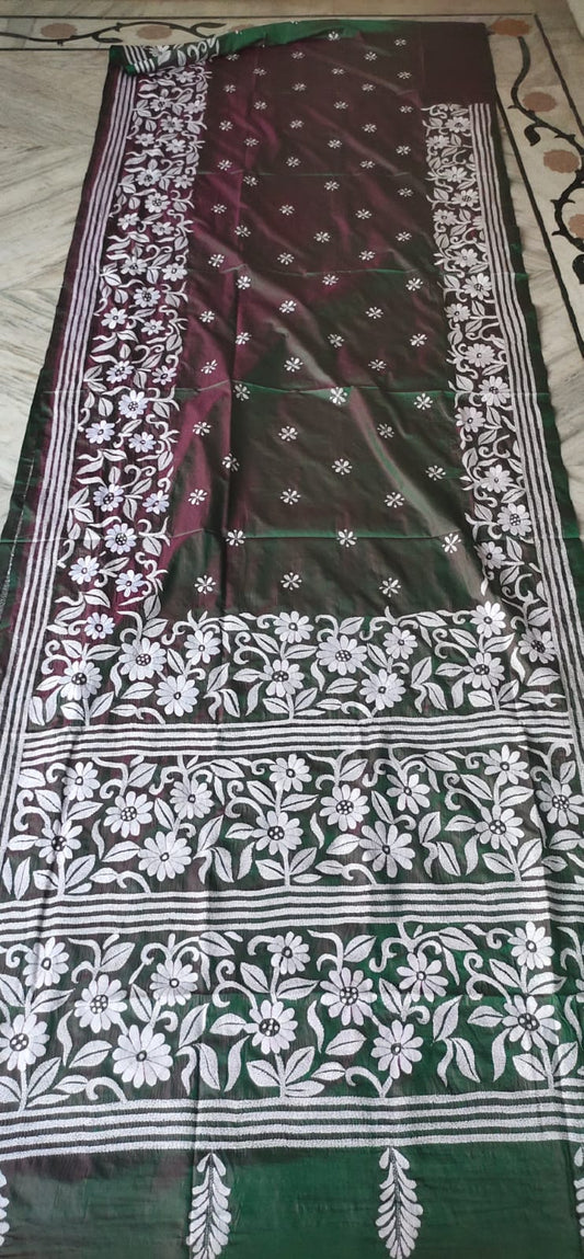 Handmade kantha on blended silk