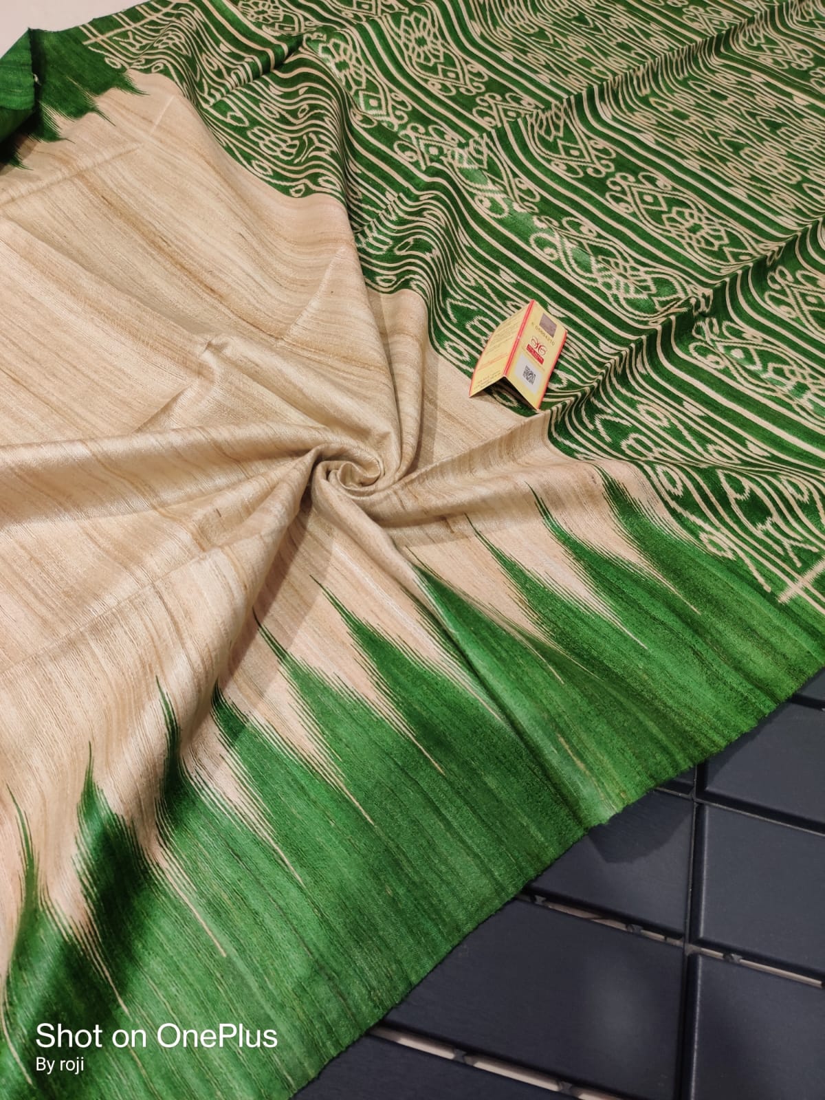 tussar gheecha screen printed saree with silk mark