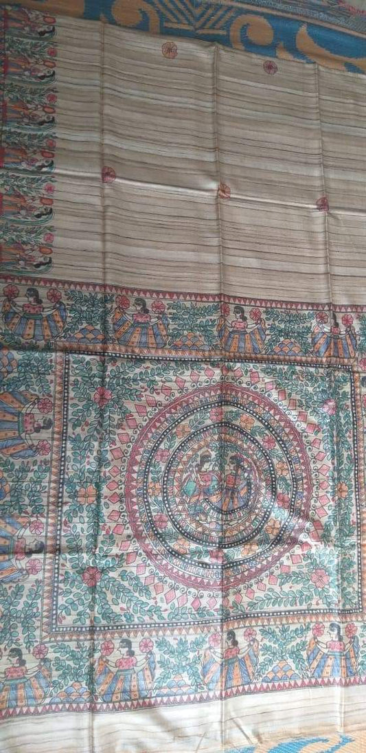 Madhuthi | Tussar Saree with madhubani work