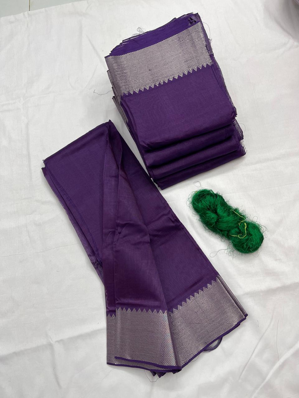 Mangalagiri pattu by cotton
pure handloom big jari border
sarees with running blouse
