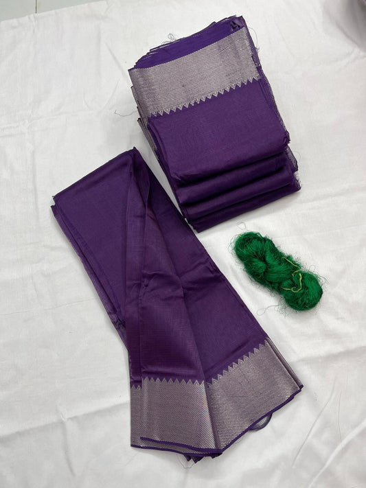 Mangalagiri pattu by cotton
pure handloom big jari border
sarees with running blouse