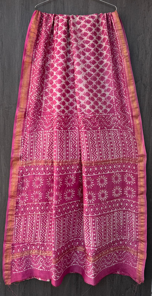 Hayden | Block printed Maheshwari Silk Saree