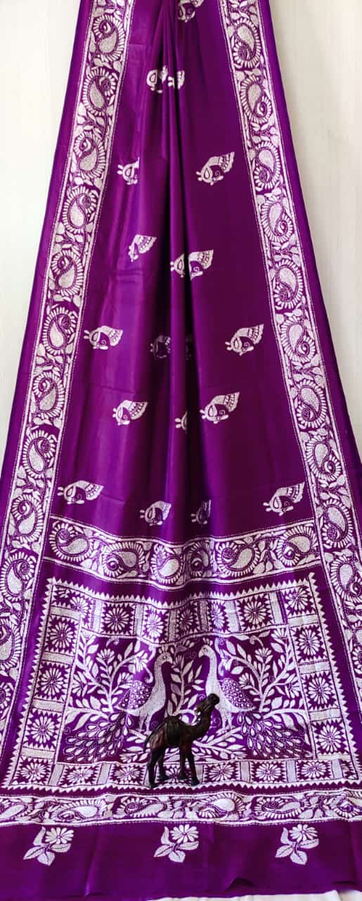 Beautiful kantha work on blended Bangalore silk
With kantha stich work bp