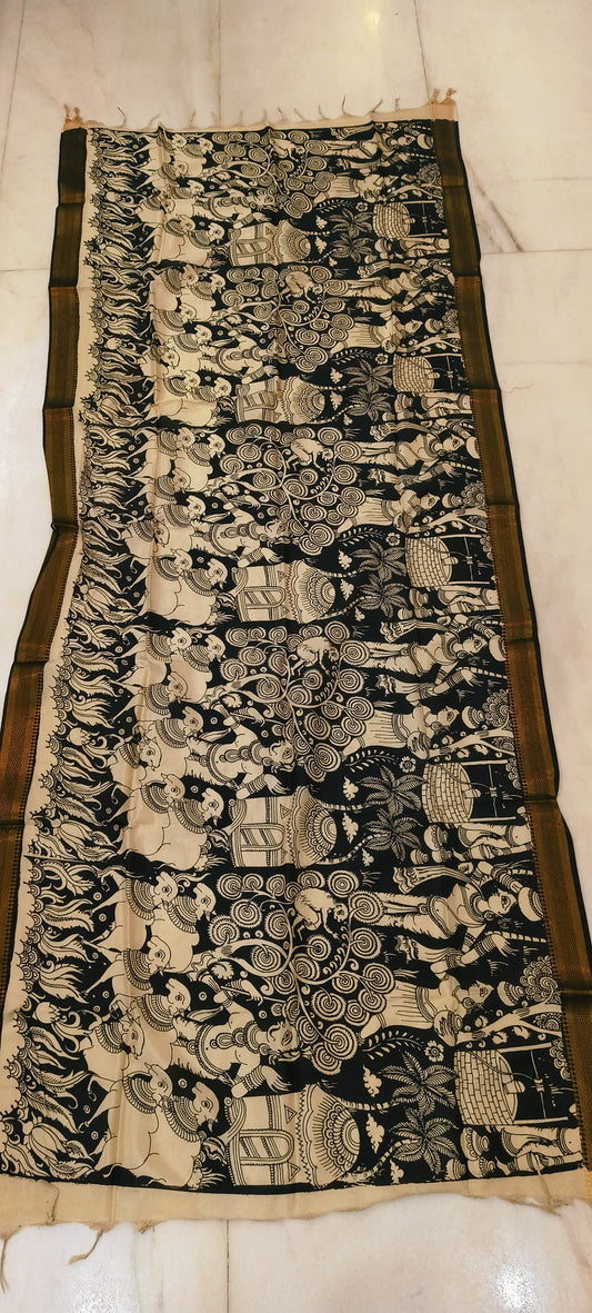 Ksharika | Kalamkari dupatta on mangalagiri silk