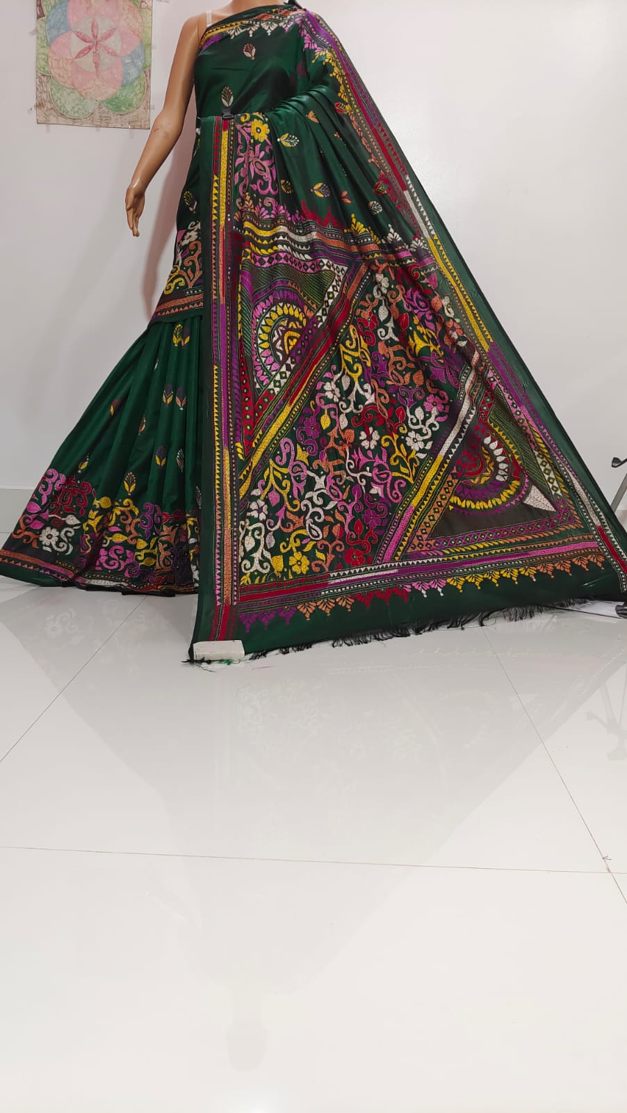 Chitrangada | Hand Made Kantha Embroidery on Semi Silk