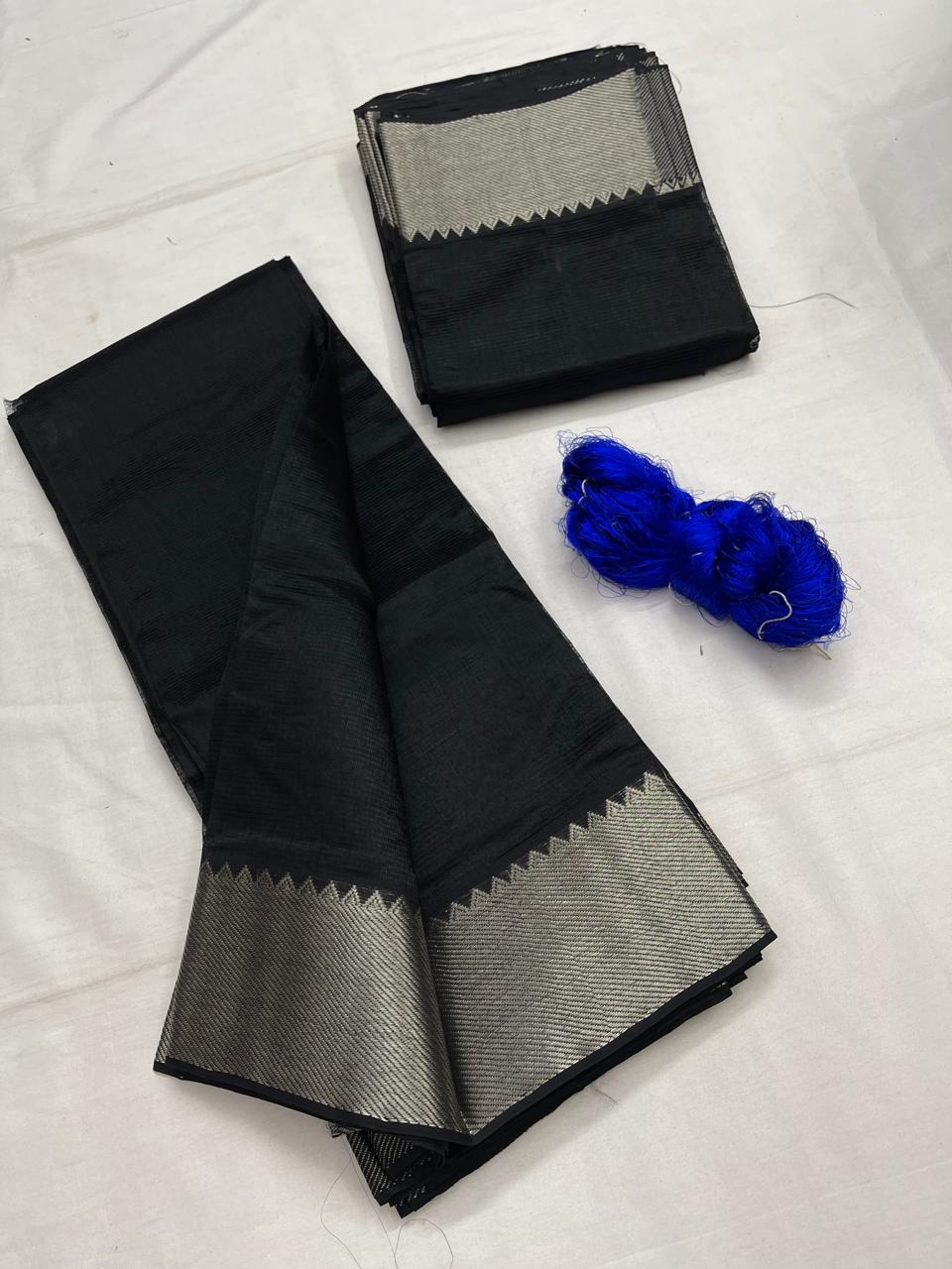 Mangalagiri pattu by cotton
pure handloom big jari border
sarees with running blouse